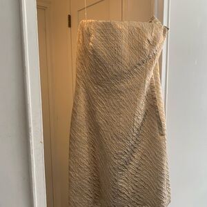 Balenciaga Strapless Cream and Gold Luxe Cocktail Dress